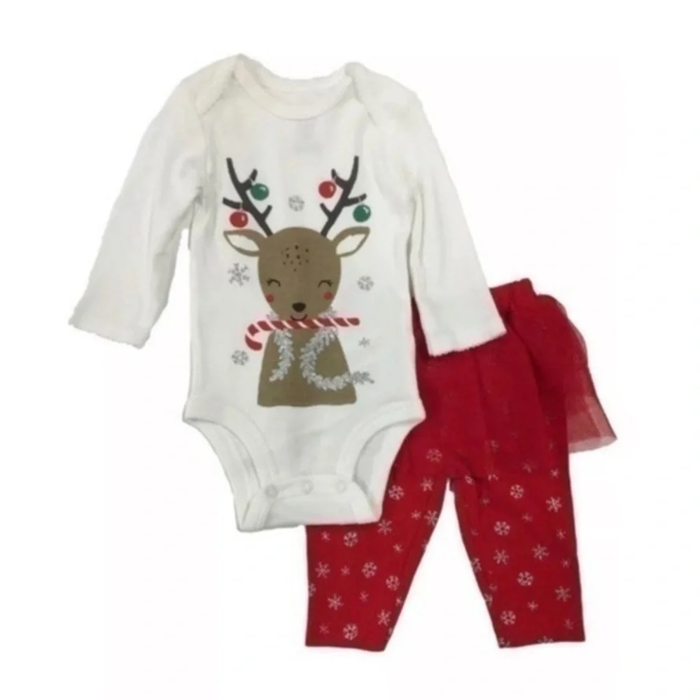 ❌FINAL PRICE❌NWT. CARTER’S Newborn Reindeer Bodysuit & Snowflake Tutu Leggings